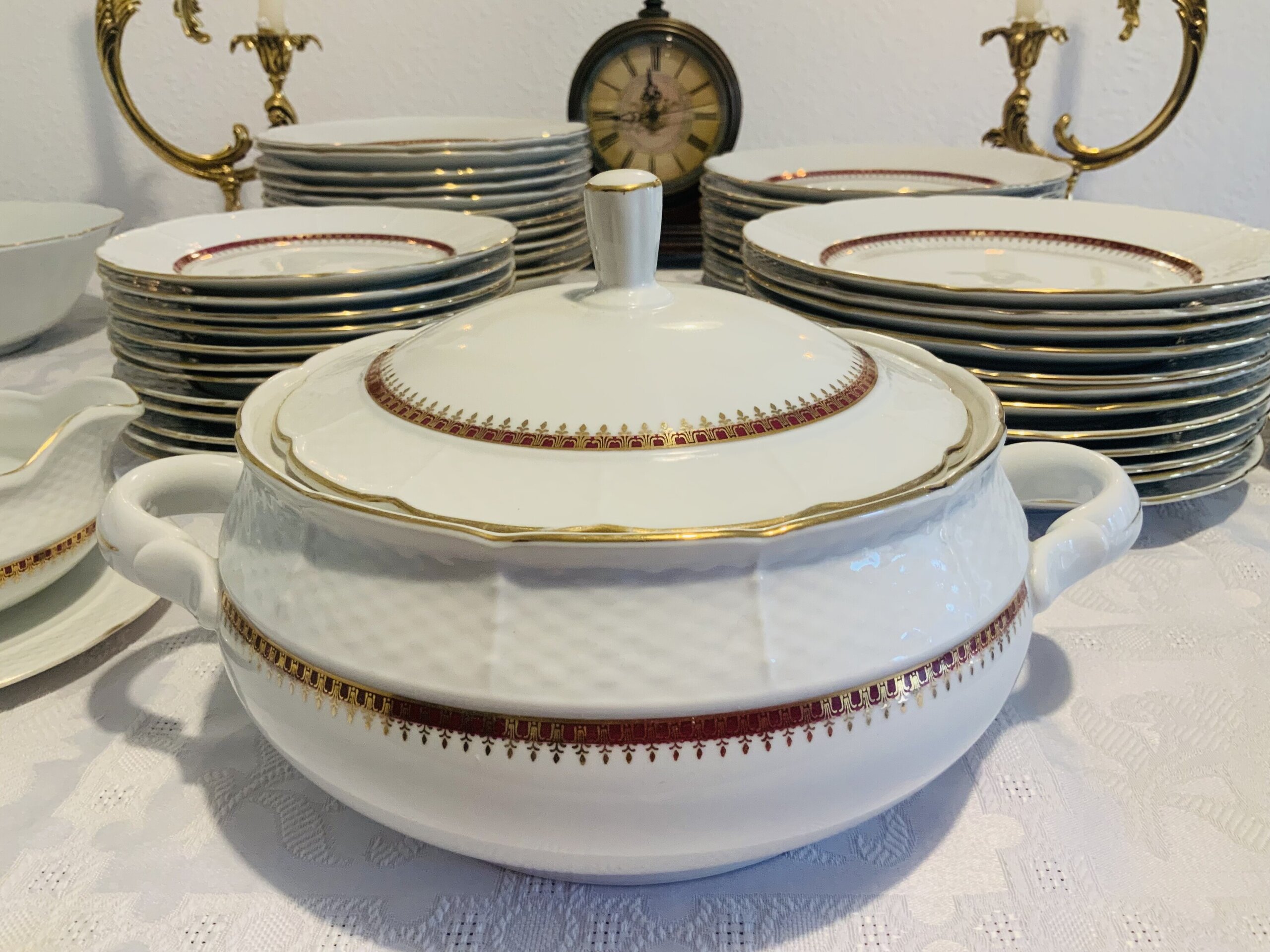 Vajilla Thun rojo-oro 83 piezas - 3