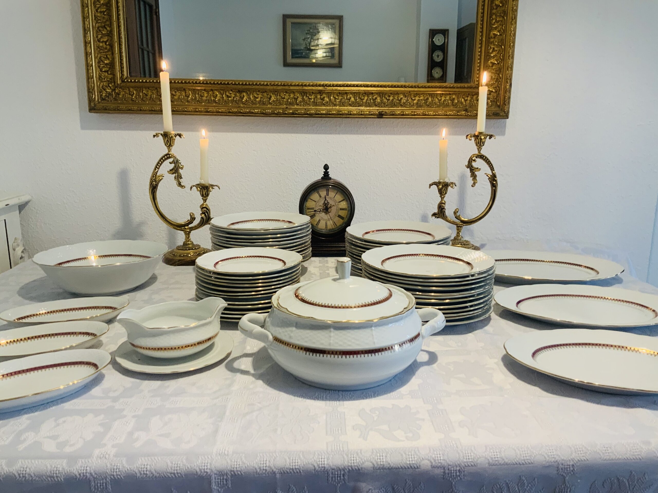 Vajilla Thun rojo-oro 83 piezas - 11